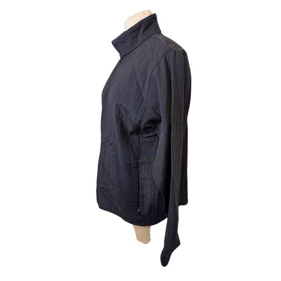 Eileen Fisher Full Zip Jacket Black Stand Up Collar Sz. M Packable Lightweight - Picture 5 of 10